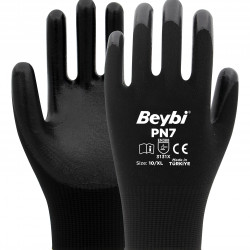 Beybi PN7 Polyester Örme Siyah Nitril Eldiven